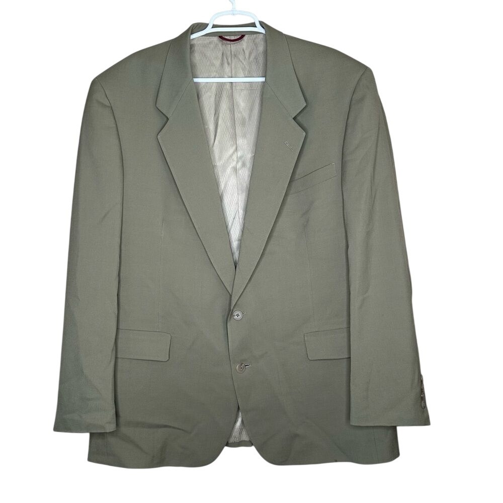 Hart Schaffner Marx Ariel Worsteds Virgin Wool Blazer Olive Green Sport Coat Men